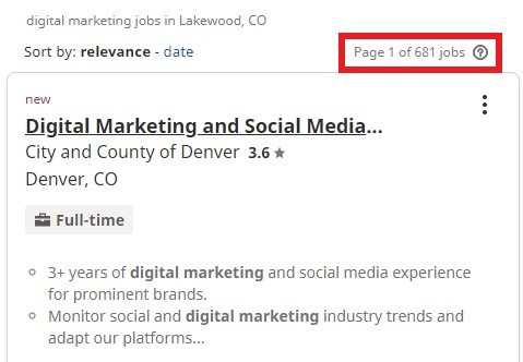 Digital marketing courses in Lakewood - Job Statistics