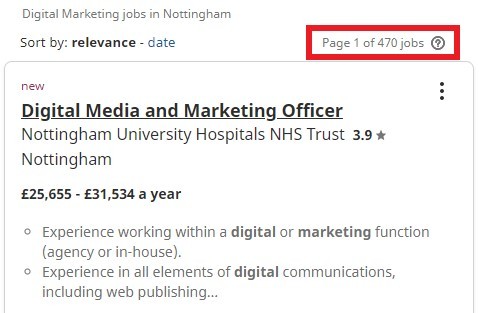 Digital marketing courses in Nottingham- Job Statistics