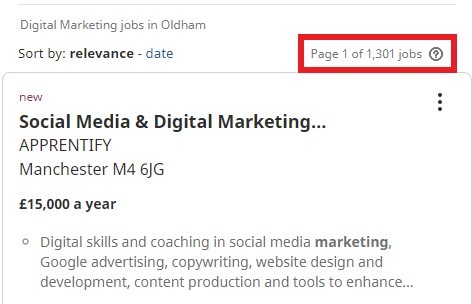 Digital marketing courses in Oldham - Job Statistics