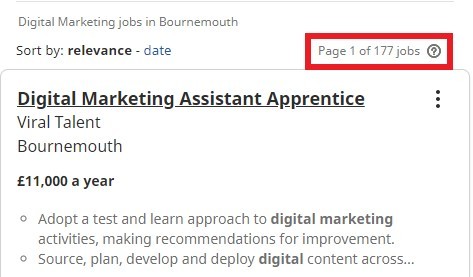 digital marketing courses in Bournemouth - Job Statistics