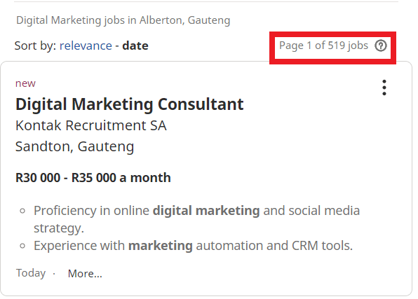 digital marketing courses in alberton - job statistic