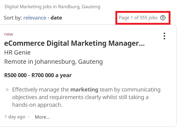 job statistic - randburg