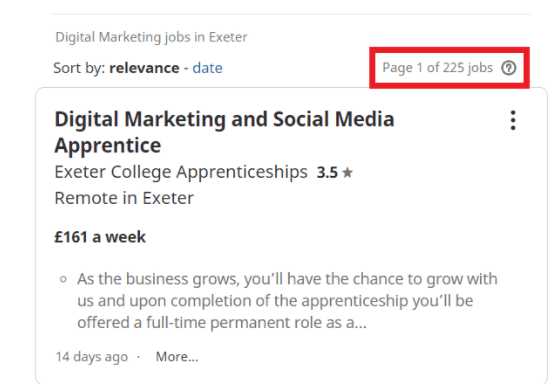 Digital Marketing Course in EXETER - job statistic