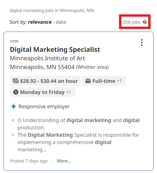 Digital Marketing Courses in Minneapolis - Job Statistics