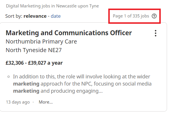 job statistic - newcastle