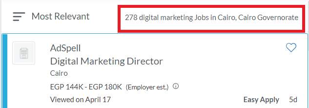 job statistic - cairo
