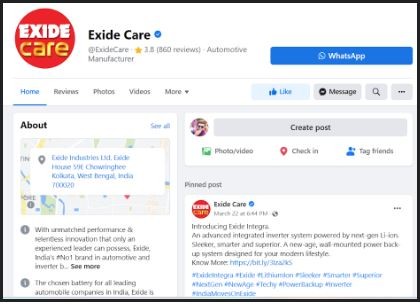 Marketing Strategy of Exide Industries - Facebook