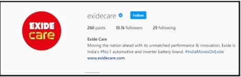 Marketing Strategy of Exide Industries - Instagram