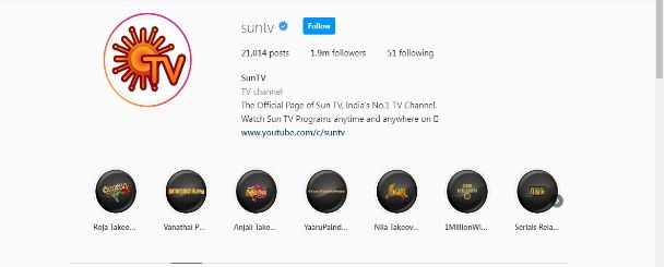 Marketing strategy of Sun Tv Network - Instagram