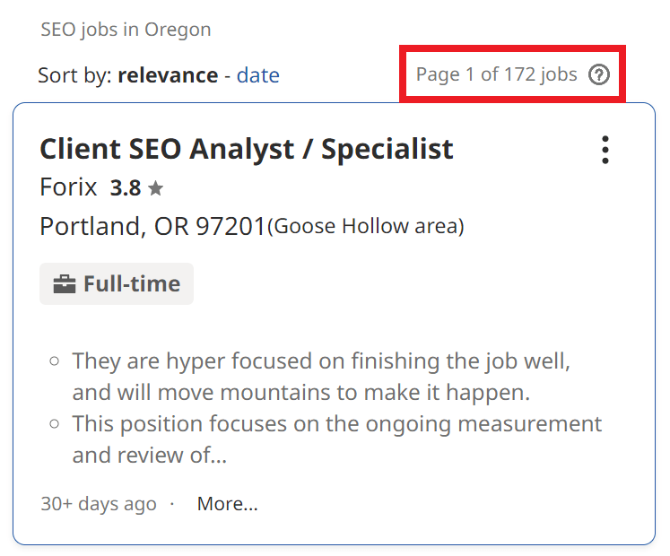 SEO Courses in Portland - Job Statistics