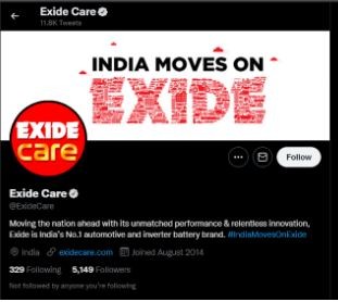 Marketing Strategy of Exide Industries - Twitter