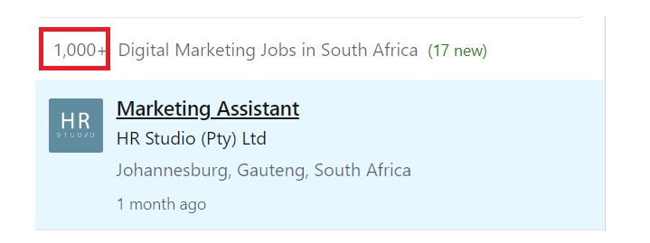 Digital marketing courses in Bloemfontein - Job Statistics