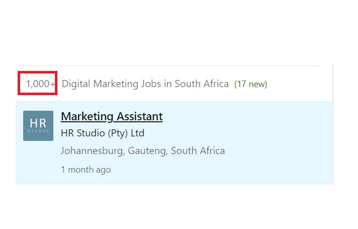Digital marketing courses in Potchefstroom - Job Statistics