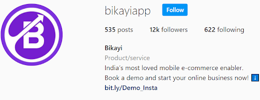 Marketing Strategy of Bikayi - Instagram