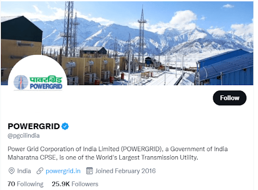 Marketing strategy of Power Grid Corporation of India - Twitter