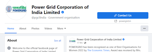Marketing strategy of Power Grid Corporation of India - Facebook