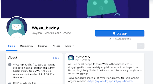 Marketing Strategy of Wysa  - Facebook