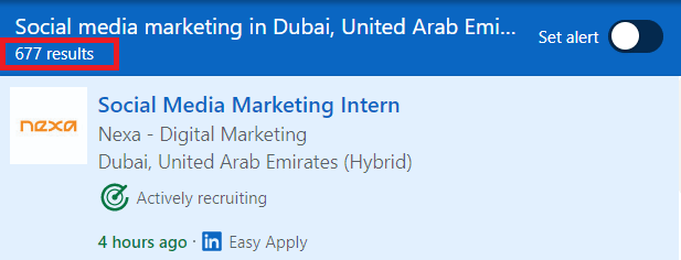 Social Media Marketing courses in Dubai - Job statistics