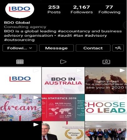 Marketing Strategy of BDO Global - Instagram