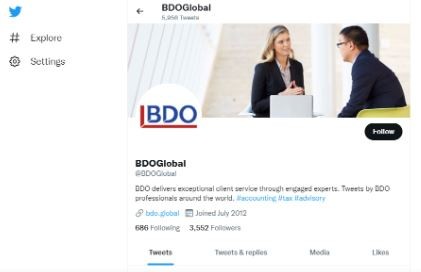 Marketing Strategy of BDO Global - Twitter