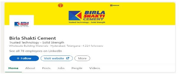Marketing Strategy of Birla Cement- an image of the LinkedIn page of the company