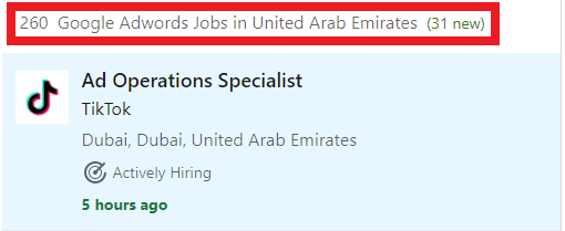 Google Ads Courses in UAE - Job Statistics