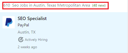 SEO Courses in Austin - Job Statistics