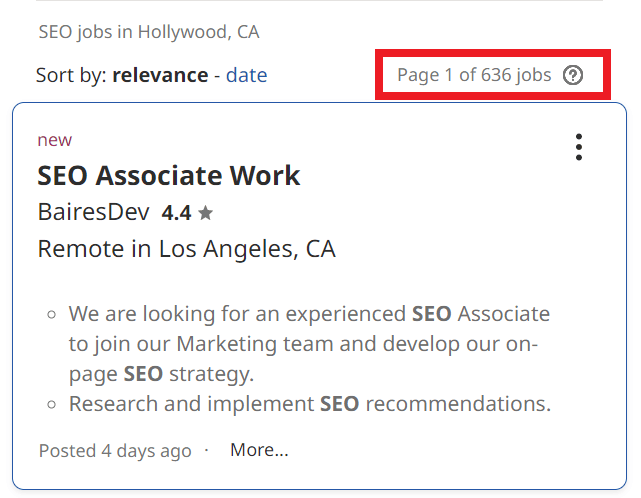 SEO Courses in Hollywood - Job Statistics