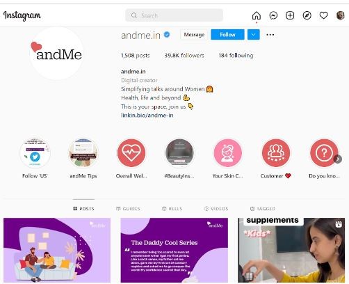 Marketing Strategy of andMe - Instagram