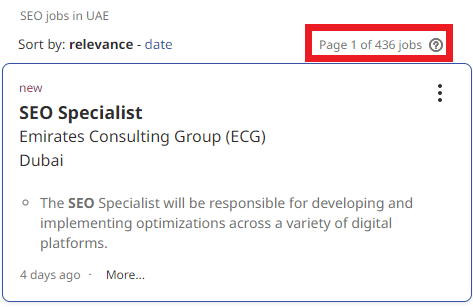 SEO Courses in Abu Dhabi - Job Statistics