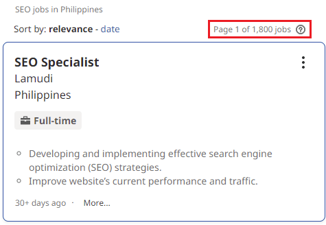 SEO Courses in Malingao - Job Statistics 