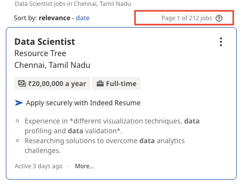 data science courses in chennai - job statistics