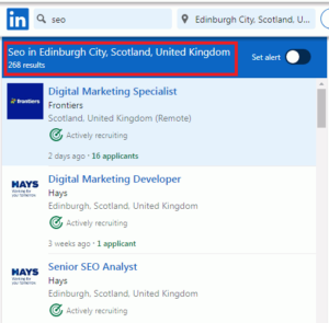 SEO Courses in Edinburgh - Job Statistics