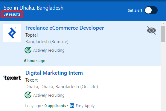 SEO Courses in Dhaka - Job Statistics
