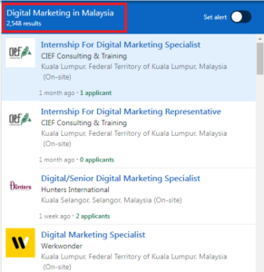 Scope of Digital Marketing in Johor Bahru - Job Statistics