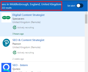 SEO Courses in Middlesbrough- Job Statistics