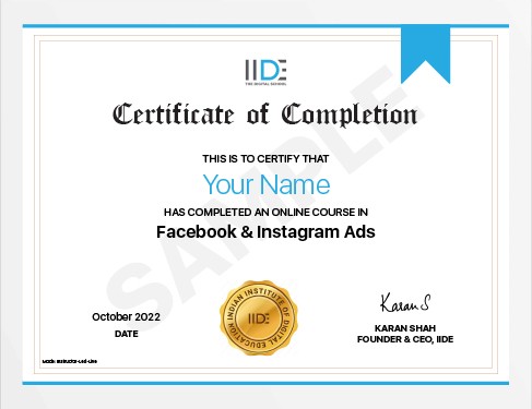 Facebook Ads Course - Certificate