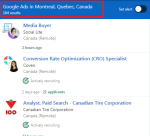 Google Ads Courses in Montreal - Job Statistics