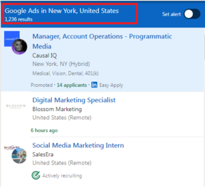 Google Ads Courses in New York - Job Statistics