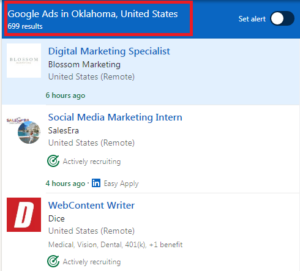 Google Ads Courses in Oklahoma - Job Statistics