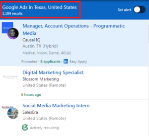 Google Ads Courses in Texas - Job Statistics
