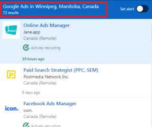 Google Ads Courses in Winnipeg - Job Statistics