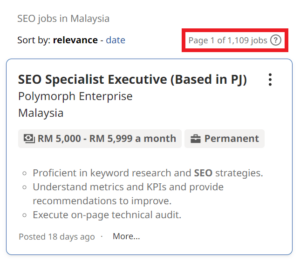 SEO Courses in Kuala Terengganu - Job Statistics