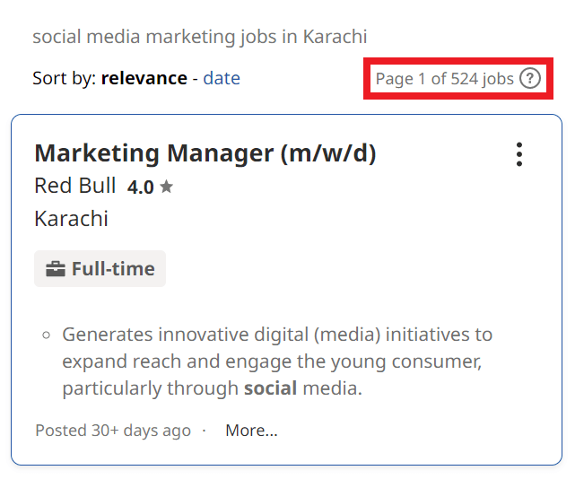 Social Media Marketing Courses in Karachi - Job Statistics