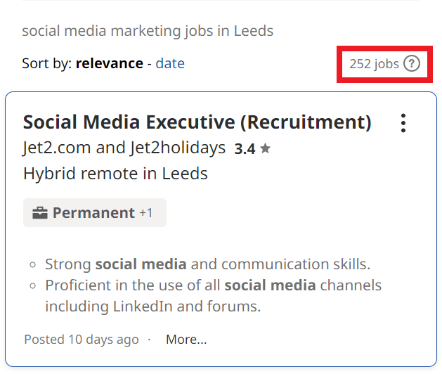 Social Media Marketing Courses in Leeds - Job Statistics