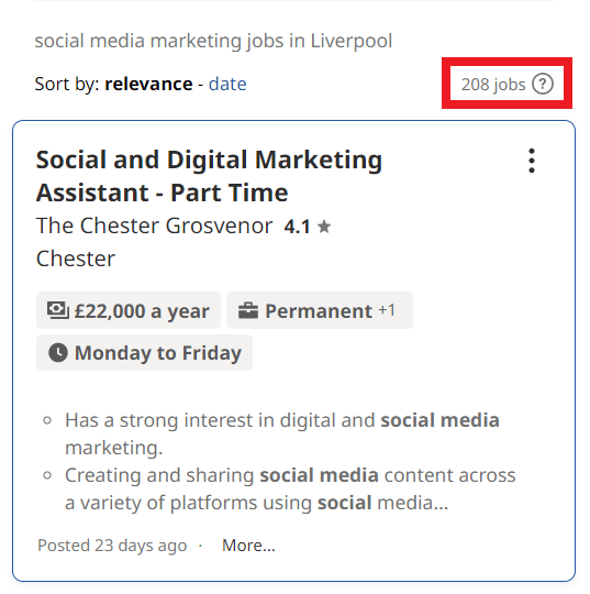 Social Media Marketing Courses in Liverpool - Job Statistics