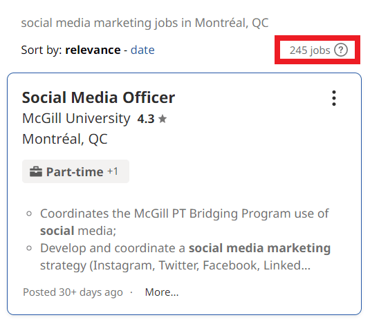 Social Media Marketing Courses in Toronto - Job Statistics
