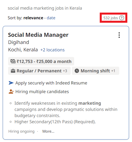 Social Media Marketing Courses in Kozhikode - Job Statistics