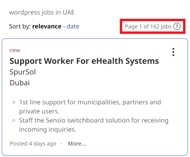 WordPress Courses in Abu Dhabi - Job Statistics