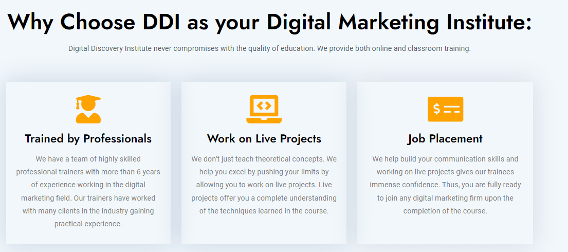 why choose DDI - Digital marketing course in chandigarh